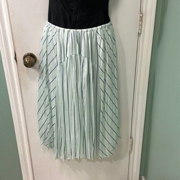 Vince Mint Stripe Gauze Panel Skirt Green M - Picture 3 of 11